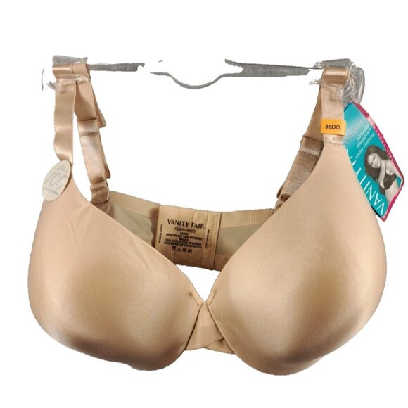 Vanity Fair Womens 36DD Nearly Invisible Full Coverage Beige Underwire Bra 75201 - Picture 1 of 6
